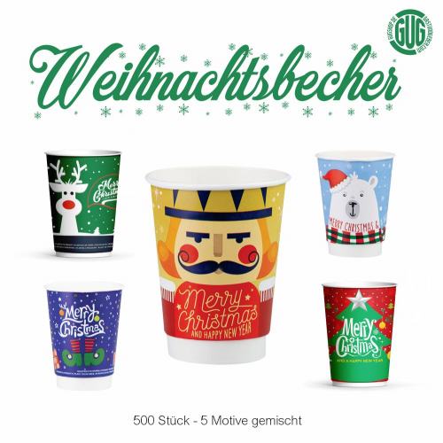 Preview: Glühweinbecher 0,2L - Weihnachtsbecher - Kaffeebecher Doppelwand